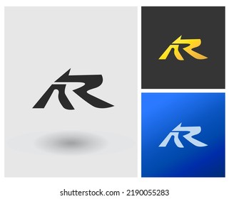 Logo AR Letter shape initial, monogram app set