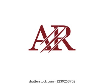 the logo of the AR letter with the style of scratching the incision