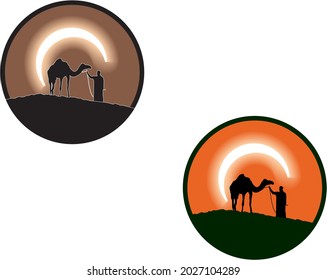 logo arab with a camel in the desert