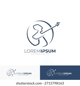 logotipo de um arqueiro visando um alvo, modelo de design simples