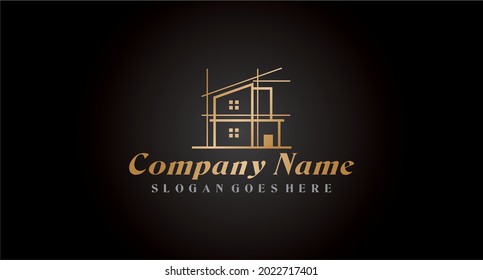 logo Architect . Architectural, construction, real estate home and property design vector