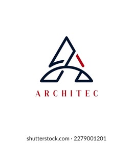 Un logotipo para arquitectura que es diseño vectorial rojo y azul