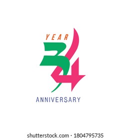 logo arrangement of number 34 which is creative, simple, authoritative and easy to understand