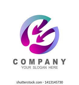 logo arrow and circle icon, technology logo vector icon