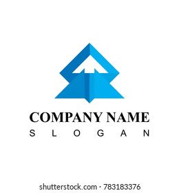 Up logo arrow design icon. flat blue symbol on white background