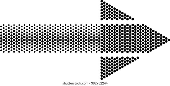 Logo Arrow Design . Vector geometrical Logo with halftone dots