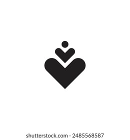 Logo arrow down black design minimalist with blank background