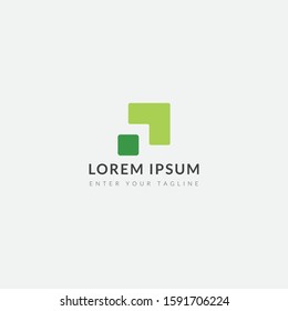 Logo Arrow Green Leaf, Simple Monogram design.