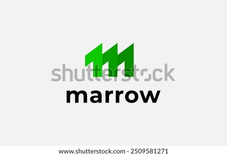 Logo Arrow and Letter M, Template creative design fintech, technology, arrow, growth and increase symbols icon. Editable file