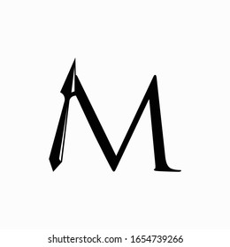 logo arrow with letter m vector design