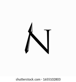 flecha de logotipo con letra n diseño vectorial