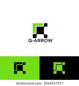 Logo Arrow and Letter Q, Template creative design fintech, technology, arrow, growth and increase symbols icon. Editable file