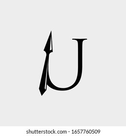 logo arrow with letter u vector design