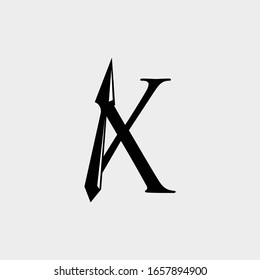 logo arrow with letter x vector design