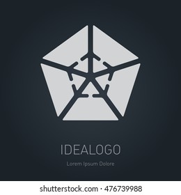 Logo with arrows. Vector logotype, design element or icon.