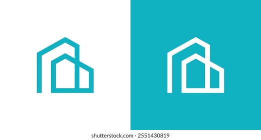 Logo art outline of houses and buildings, simple building logo, simple house logo