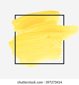 Logo art paint template. Original grunge brush paint texture background design acrylic stroke poster over square frame vector illustration. Perfect watercolor design for headline, logo and banner.