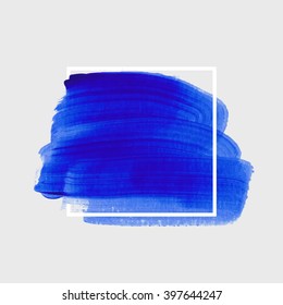Logo art paint template. Original grunge brush paint texture background design acrylic stroke poster over square frame vector illustration. Perfect watercolor design for headline, logo and banner.