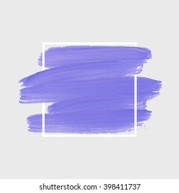 Logo art paint template. Original grunge brush paint texture background design acrylic stroke poster over square frame vector illustration. Perfect watercolor design for headline, logo and banner.
