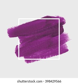 Logo art paint template. Original grunge brush paint texture background design acrylic stroke poster over square frame vector illustration. Perfect watercolor design for headline, logo and banner.