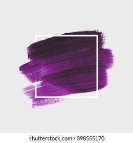 Logo art paint template. Original grunge art brush paint texture background design acrylic stroke poster over square frame vector illustration. Perfect watercolor design for headline, logo and banner.