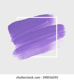Logo art paint template. Original grunge art brush paint texture background design acrylic stroke poster over square frame vector illustration. Perfect watercolor design for headline, logo and banner.