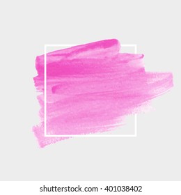 Logo art paint template. Original grunge art brush paint texture background design acrylic stroke poster over square frame vector illustration. Perfect watercolor design for headline, logo and banner.