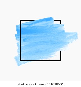 Logo art paint template. Original grunge art brush paint texture background design acrylic stroke poster over square frame vector illustration. Perfect watercolor design for headline, logo and banner.