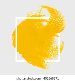 Logo art paint template. Original grunge art brush paint texture background design acrylic stroke poster over square frame vector illustration. Perfect watercolor design for headline, logo and banner.