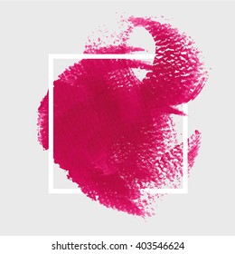 Logo art paint template. Original grunge art brush paint texture background design acrylic stroke poster over square frame vector illustration. Perfect watercolor design for headline, logo and banner.