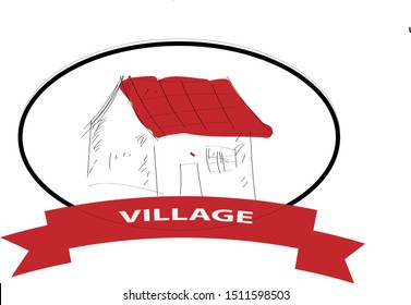 Logo art sketsa house vintage retro