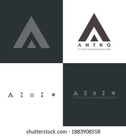 creador de maquinas de tatuajes con logotipo. letra de símbolo "A"