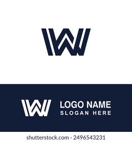 Logo art template with letter W.