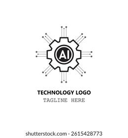 Logo Artificial intelligence line icon ,outline icon , AI Technology logo  virtual assistant , generative Ai ,Robotic data science ,vector eps 10
