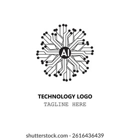 Logo Artificial intelligence line icon ,outline icon , AI Technology logo  virtual assistant , generative Ai ,Robotic data science ,vector eps 10