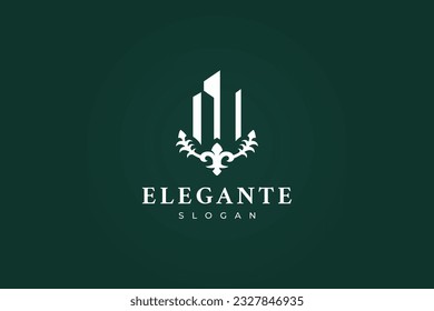 Logo künstlerisches Gebäude elegante Form Immobilien Geschäft