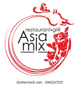 Logo for AsiaMix restaurant or cafe. Abstract Creative concept vector Logo. Design for restaurants and cafes. Business logo. Vector Illustration