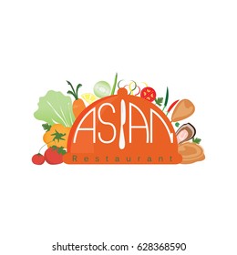 Logo for Asian restaurant design for restaurants and cafes, Creative concept Vector Illustration.