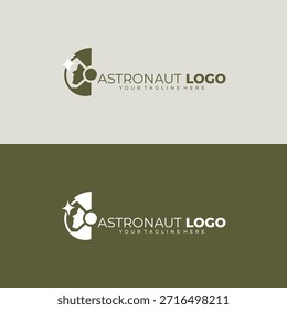 Logo del casco de un astronauta en el espacio, Vector de diseño simple