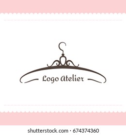 The logo Atelier. Vector template for the fashion industry. Element for Studio sewing and tailoring. Illustration in modern style