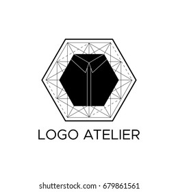 The logo Atelier. Vector template for the fashion industry. Element for Studio sewing and tailoring. Illustration in modern style