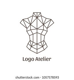 Logo for Atelier, wedding boutique, women's clothing store. Vector template of the brand for the fashion designer. Element for Studio sewing and tailoring. The frame dummy