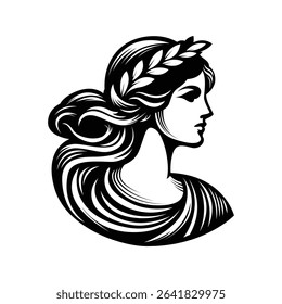 logo athena greek woman vector design concept silhouette style