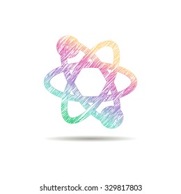 Logo atom symbol painted in rainbow colors