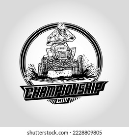 Evento deportivo extremo del campeonato de diseño de atv con logotipo 