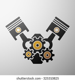 Logo of the automobile engine. Stock vector image.