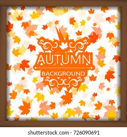 Logo for the autumn event. Vector abstraction of falling leaves. Autumn brochure