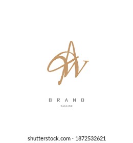 logo aw, wa. luxurious gold in color, with elegant lines