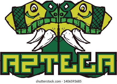 
logo of the Aztec god in green