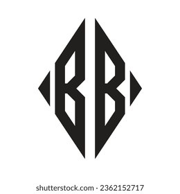 Logo B Zusammengefasste Rhombus Monogram 2 Letters Alphabet Font Logo Logotype Embroidery
